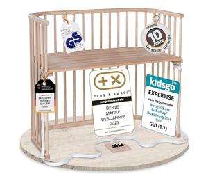 babybay Boxspring XXL - Cuna auxiliar de madera de haya maciza/cama infantil altura regulable y respetuosa con el medio ambiente/Cuna de bebé creciente (sin tratar)