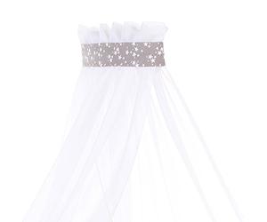 babybay Piqué con Cinta para Modelos Midi, Original, Maxi, Boxspring y Comfort Plus, Color Gris Topo y Estrellas Blancas