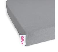 Babybay sábana bajera ajustable Jersey Deluxe para los modelos Maxi, Midi, Boxspring, Comfort y Comfort Plus, gris, 89 x 50 cm (1 unidad)