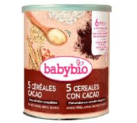 BabyBio 5 Cereales con Cacao +6m 220 gr