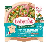 Babybio Babynat Guisantes Zanahoria Espinacas Calabaza Verde Arroz Bacalao - 200g