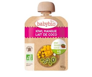 BABYBIO - Bolsita de fruta - Kiwi, Mango y bebida de coco - Desde 6 meses - BIO