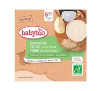 Babybio Brassé Riz, Pêche, Poire 4 X 85 g