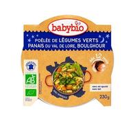 Babybio Buenas noches desde los 12 meses Plato Verduras Verdes Chirivías Boulghour 230 Gramos