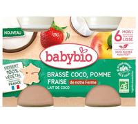 Babybio - Coco, manzana fresa, leche de coco 6 meses y 2 tarros de 130 g