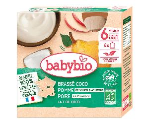 BabyBio Gourde Lactée Mes Brasés Crema de Leche de Coco, Manzana y Pera +6m 85g