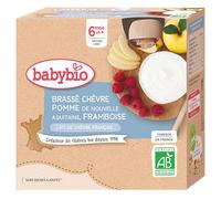 Babybio Gourdes Lactées Batido de Leche de Cabra Manzana de Aquitania Frambuesa desde 6 meses 4 x 85g