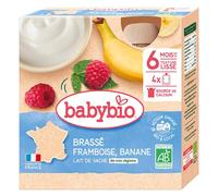 Babybio Gourdes Lactées Mix de Franbuesas y Plátanos a partir de 6 meses 4 x 85g