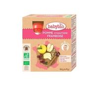 Babybio Mes Fruits Cantimplora de Manzana y Frambuesa a partir de 6 meses 4 x 90g