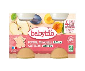 Babybio Mes Fruits Manzana y Ciruela Mirabella a partir de 4 meses 2 x 130g