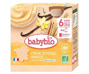 Babybio Mon Dessert Lacté Cantimplora de Crema de Sémola y Vainilla a partir de 6 meses 4 x 85g