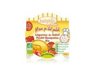 Babybio Mon P'Tit Plat Bio Lgumes Du Soleil Pollo Arroz Basquaise en 15 Meses 260 g