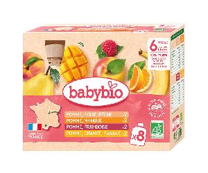 Babybio Multiparfums frutas 2: Manzana Frambuesa, Manzana Naranja Plátano, Manzana Pera Melocotón, Manzana Mango