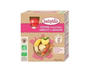 Babybio My Fruits Calabaza de Manzana Albaricoque Banana Orgánico 6 Meses 4 X90 g