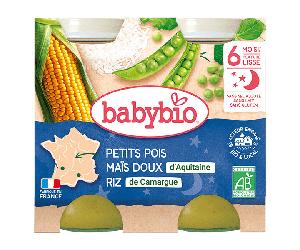 Babybio Optima Bonne Nuit Potito de Guisantes Maíz y Arroz a partir de 6 meses 2 x 200g