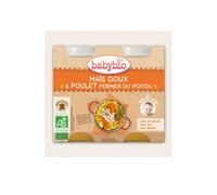 Babybio Pequeños tarros Menu Granja de verduras y pollos Pollo Ecológico en 8 meses 200g lote de 2