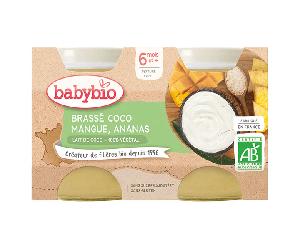 Babybio Postres Vegetales Coco Mango Piña +6m Leche Agitador 2 x 130g
