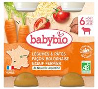 Babybio Menú Diario de 6 Meses Verduras y Pasta al Estilo Boloñés 2x200 Gramos