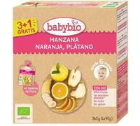 BabyBio Pouche Manzana, Naranja y Plátano Bio 4x90gr