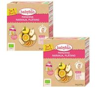 BabyBio Pouche Manzana, Naranja y Plátano Bio 90 gr 2x4 uds
