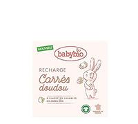 BABYBIO - Relleno cuadrado Doudou - 8 toallitas lavables de algodón orgánico - Fabricado en Francia y certificado GOTS