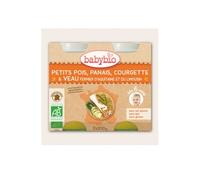 Babybio Small Pots Menu Verduras y Ternera de granja Ecológica en 8 Meses 200 g Lote de 2