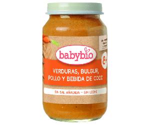 Babybio Tarrito Mis primeros Trocitos Verduras Bulgur Pollo y Bebida de Coco +8m 200 gr