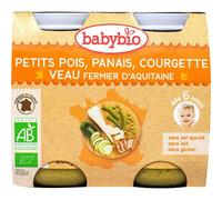 Babybio Tarros Pequeños Menú Chícharos Chirivías Calabacín &amp Veau Orgánico ds 6 Meses 2x200g