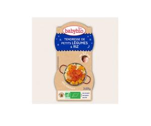 Babybio Tazones de Buenas Noches Ternura de Verduras Pequeñas Arroz Orgánico en 12 Meses 2 X 200 g