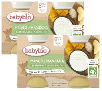 Babybio Yogur Vegetal Coco, Mango y Manzana +6m 130 gr 2x2 uds