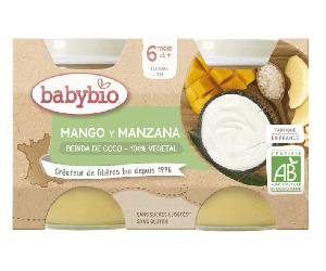 Babybio Yogur Vegetal Coco, Mango y Manzana +6m 2x130 gr