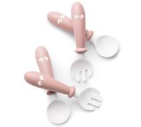 BabyBjörn Cuchara y Tenedor Rosa Pastel 4 uds