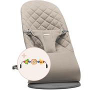 BabyBjörn Hamaca con juguete, Tejido, Acolchado Clásico, Gris arena, Ojitos traviesos