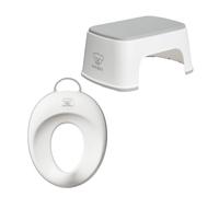 BabyBjörn Reductor de WC, Blanco/Gris + Taburete para Niños, Blanco/Gris