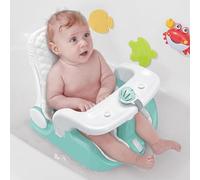 BabyBond Asiento de Baño para Bebé con 2 Modos de Sentado y Tumbado, Ajuste de 3 Velocidades, Potentes Ventosas, Silla de Baño para Bebé con Almohada de Silicona Lavable, Plegable y Colgable (Verde)