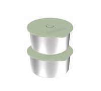 BABYBOO Juego de platos interiores de acero inoxidable, accesorio para calentador de alimentos BabyBoo, 2 recipientes + 2 tapas, herméticos, sin BPA, apto para alimentos, ideal para almacenamiento y