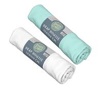 Babycalin - Set de 2 sábanas bajeras, 70cm x 140cm, Blanco/ Turquesa