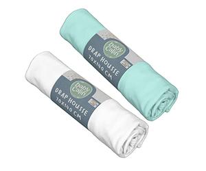 Babycalin - Set de 2 sábanas bajeras, 70cm x 140cm, Blanco/ Turquesa