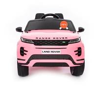 BabyCar Range Rover | Coche electrico para niños 12V con 2 Motores 35W | Coche Bateria con Mando Niño, Asiento de Piel, Puertas abatibles, MP4/USB | Licencia Oficial | Rosa