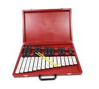 BABYCE Glockenspiel Caja de Madera roja unida a 25 Notas, Placa de Aluminio y Metal, Instrumento de percusión Glockenspiel