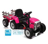 BABYCOCHES - Tractor eléctrico para niños con Batería 12V / Coches eléctricos para niños con Mando Control Remoto, Equipo de Sonido Mediante Bluetooth, Tractor con Remolque Desmontable para niños.