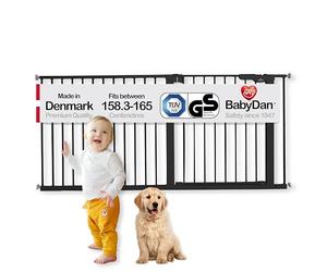 BabyDan Extra Wide / Hallway / Landing / Kitchen / Stair and Baby Pressure Fit Safety Gate 158.3-165 cm / 62.3 Inch-65 Inch Black