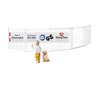 BabyDan Flex XXL 90-350 cm Puerta de la chimenea, puerta de escalera, separador de ambientes, protector de fuego, blanco, hecho en Dinamarca