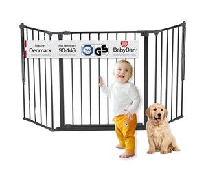 BabyDan Galten M, 90-146 cm, puerta de escalera/divisor de habitación, negro, hecho en Dinamarca - barrière pour bébé/puerta de seguridad (puerta para mascotas/puerta para perros/parque para perros)