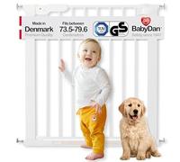 BabyDan Premier, Montado a presión Puerta de escalera, 73,5-79,6 cm, Barrière pour bébé/Puerta de seguridad, Metal, Blanco, Hecho en Dinamarca - (Puerta para mascotas/Puerta para perros)