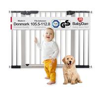 BabyDan Premier rejilla de puerta / puerta de escalera para sujeción, 105.5 - 112.8 cm - hecho en Dinamarca y probado por el TÜV GS, color: plata / negro