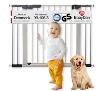 BabyDan Premier rejilla de puerta / puerta de escalera para sujeción, 99 - 106.3 cm, - fabricado en Dinamarca + aprobado por TÜV / GS, Color: plata / negro