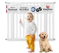 BabyDan Premier rejilla de puerta / puerta de escalera para sujetar, 92.5 - 99.8 cm - hecho en Dinamarca y probado por el TÜV GS, color: blanco