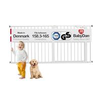 BabyDan Premium - Puerta de escalera extra ancha con ajuste a presión, 158,3-165 cm, puerta para bebés/puerta de seguridad, metal, color blanco, fabricada en Dinamarca - (puerta para mascotas/puerta