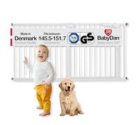 BabyDan Puerta de escalera de ajuste a presión extra ancha, 57.3-59.7 pulgadas, puerta de seguridad/metal, blanco, fabricada en Dinamarca - (puerta para mascotas/puerta para perros)